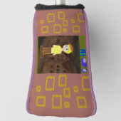 茶色の幾何学的な漫画テーマ ゴルフヘッドカバー (回転90)