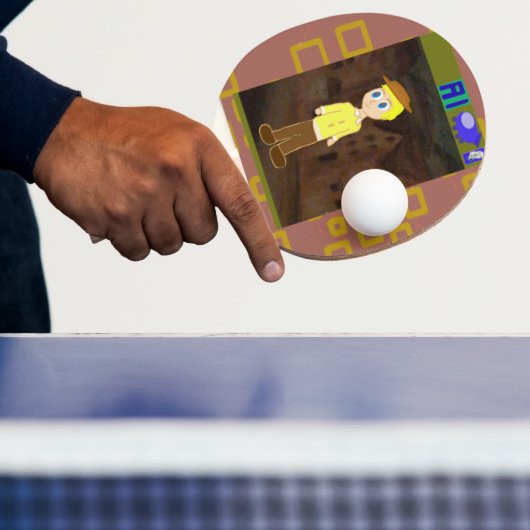 茶色の幾何学的な漫画テーマ 卓球ラケット (インサイチュ)