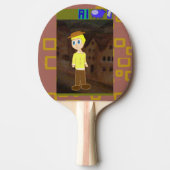茶色の幾何学的な漫画テーマ 卓球ラケット (正面)