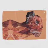 茶色の幾何学的な犬 ゴルフタオル (横)