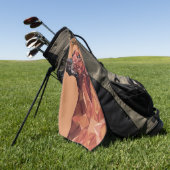 茶色の幾何学的な犬 ゴルフタオル (グリーン)