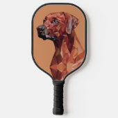 茶色の幾何学的な犬 ピックルボールラケット (裏面)