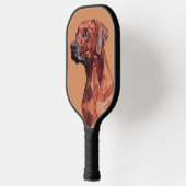 茶色の幾何学的な犬 ピックルボールラケット (左)