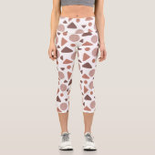 茶色の幾何学的パターン カプリレギンス (正面)