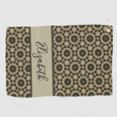 茶色の幾何学的パターン、名前をカスタムするレディース ゴルフタオル (横)