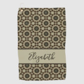 茶色の幾何学的パターン、名前をカスタムするレディース ゴルフタオル (正面)