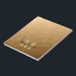 茶色の幾何学的メッシュパターンモノグラム ノートパッド<br><div class="desc">モノグラム自分のイニシャルと名前でメモ帳のスクールオフィスカスタムステーショナリーをパーソナライズ。明るい濃い茶色のグラデーションを持つ三角形のジオメトグラデーションリメッシュ。</div>