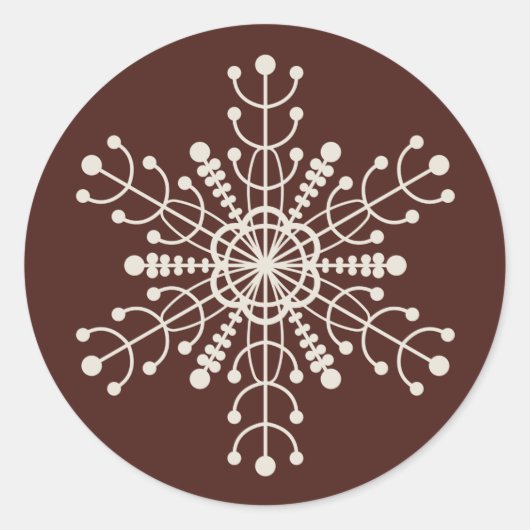 茶色の幾何学的モダン雪片 ラウンドシール (正面)