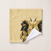 茶色の幾何学的ライオン バスタオルセット (ウォッシュタオル)