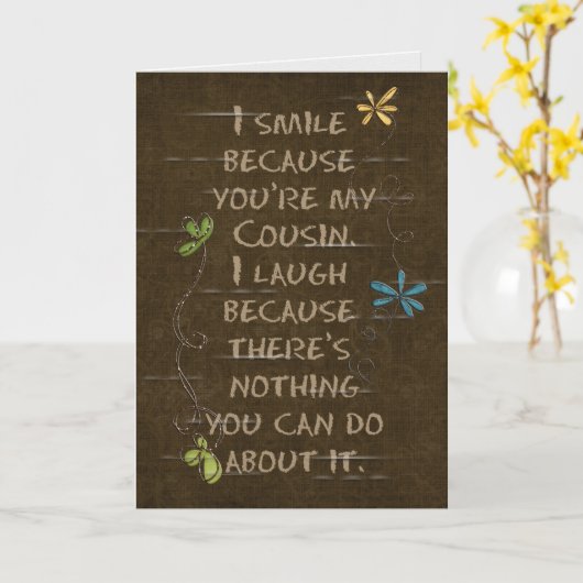 茶色の従兄弟フローラグリッターの誕生日 カード (黄色い花)