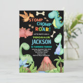 茶色の恐竜の誕生日招待状 招待状 (スタンド正面)