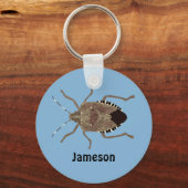 茶色の悪臭のバグ薄い青パーソナライズされた キーホルダー (正面)