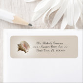 茶色の戻りラベルにConchシェル写真 ラベル (インサイチュ)