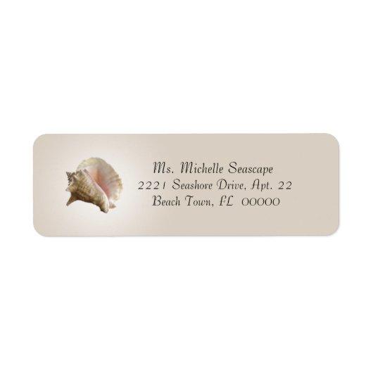 茶色の戻りラベルにConchシェル写真 ラベル (正面)