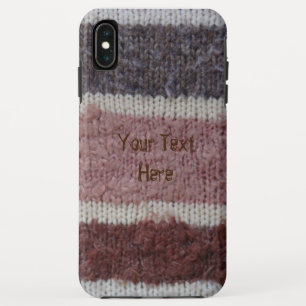 茶色の手を編んだストライプみすぼらしいシックなヴィンテージ iPhone XS MAXケース