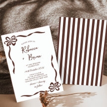 茶色の手描きリボンのスケッチ結婚の