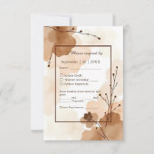 茶色の抽象芸術素朴なボーホウォーター色フレーム 出欠カード (正面)