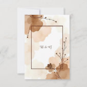 茶色の抽象芸術素朴なボーホウォーター色フレーム 出欠カード (裏面)