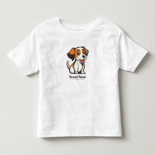 茶色の斑点のあるかわいいキャラクターの犬 トドラーTシャツ (正面)