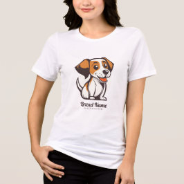 茶色の斑点のあるかわいいキャラクターの犬 トライブレンドTシャツ