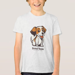 茶色の斑点のあるかわいいキャラクターの犬 トライブレンドTシャツ