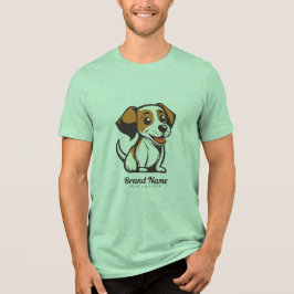茶色の斑点のあるかわいいキャラクターの犬 トライブレンドTシャツ