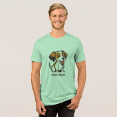 茶色の斑点のあるかわいいキャラクターの犬 トライブレンドTシャツ (正面全面)
