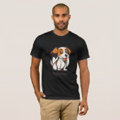 茶色の斑点のあるかわいいキャラクターの犬 Tシャツ (正面フル)