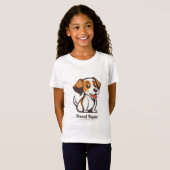 茶色の斑点のあるかわいいキャラクターの犬 Tシャツ (正面フル)
