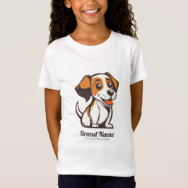 茶色の斑点のあるかわいいキャラクターの犬 Tシャツ