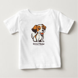 茶色の斑点のあるかわいいキャラクターデザインの犬 ベビーTシャツ