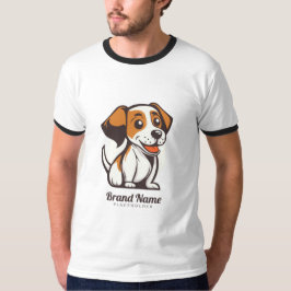 茶色の斑点のあるかわいいキャラクターデザインの犬 Tシャツ