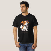 茶色の斑点のあるかわいいキャラクターデザインの犬 Tシャツ (正面フル)