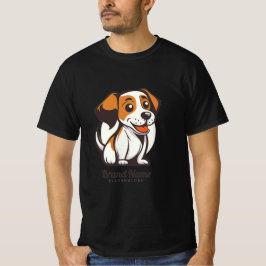 茶色の斑点のあるかわいいキャラクターデザインの犬 Tシャツ