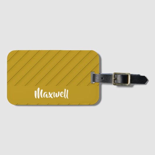 茶色の斜めのプラスチックのテクスチャ名前をカスタムする ラゲッジタグ (正面横)