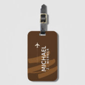 茶色の旅行ラベル（名前） ラゲッジタグ (正面縦)