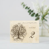 茶色の旋回木のテーブル番号カード ポストカード (スタンド正面)