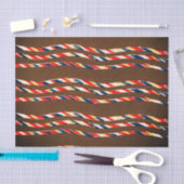 茶色の日本の木版模様ティッシュペーパー 薄葉紙 (クラフト)