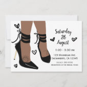 茶色の日焼け肌 ハイヒール 太陽 月 結婚前のお祝い 招待状 (裏面)