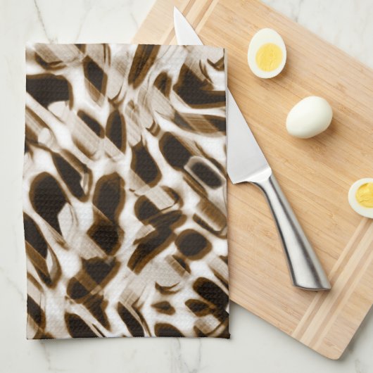 茶色の曲がり穴を動かし、黒と白 キッチンタオル (四つ折り)