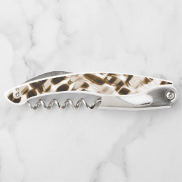 茶色の曲がり穴を動かし、黒と白 ソムリエナイフ