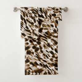 茶色の曲がり穴を動かし、黒と白 バスタオルセット