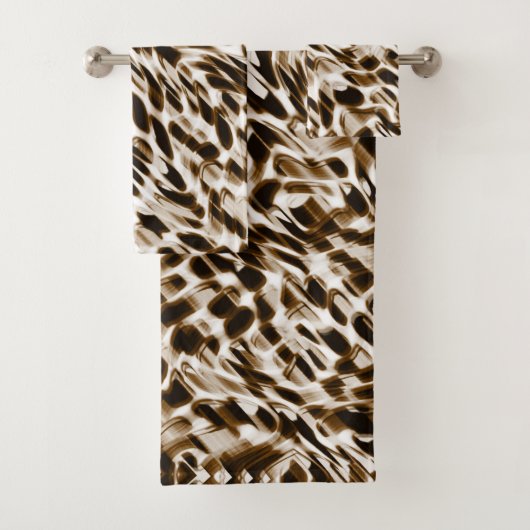 茶色の曲がり穴を動かし、黒と白 バスタオルセット (インサイチュ)