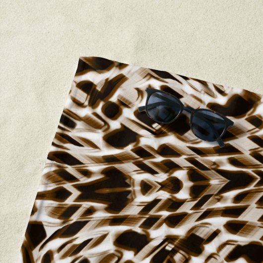 茶色の曲がり穴を動かし、黒と白 ビーチタオル (インサイチュ)