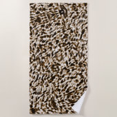 茶色の曲がり穴を動かし、黒と白 ビーチタオル (正面)