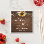 茶色の木のひまわり祝が私たちとライト スタンダードカクテルナプキン (インサイチュ)