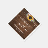 茶色の木のひまわり祝が私たちとライト スタンダードカクテルナプキン (角)