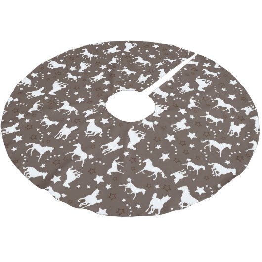 茶色の木のスカートの馬のパターン ブラッシュドポリエステルツリースカート (アングル)