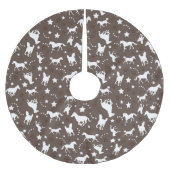 茶色の木のスカートの馬のパターン ブラッシュドポリエステルツリースカート (正面)