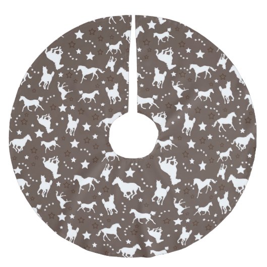 茶色の木のスカートの馬のパターン ブラッシュドポリエステルツリースカート (正面)